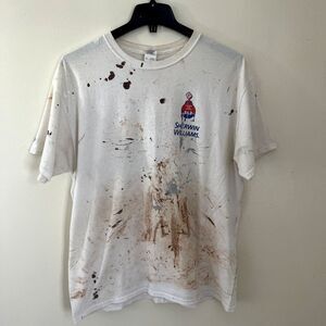 Sherwin Williams Men’s Retro Logo Paint Trashed Artist Grunge Painted Tee- XL